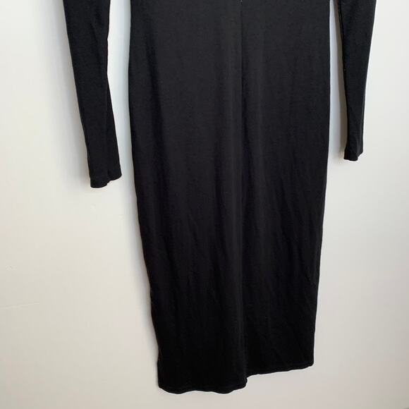 Marine Layer Lexi Rib Long Sleeve Midi Dress Black Womens Medium - Picture 6 of 13